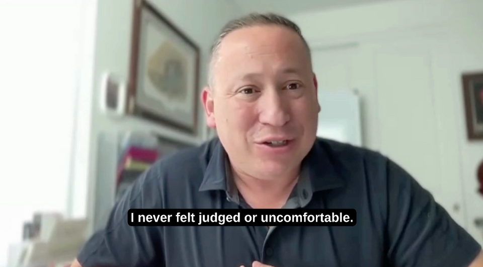 Video thumbnail. Built confidence to create closeness with his husband and connect with his community.
